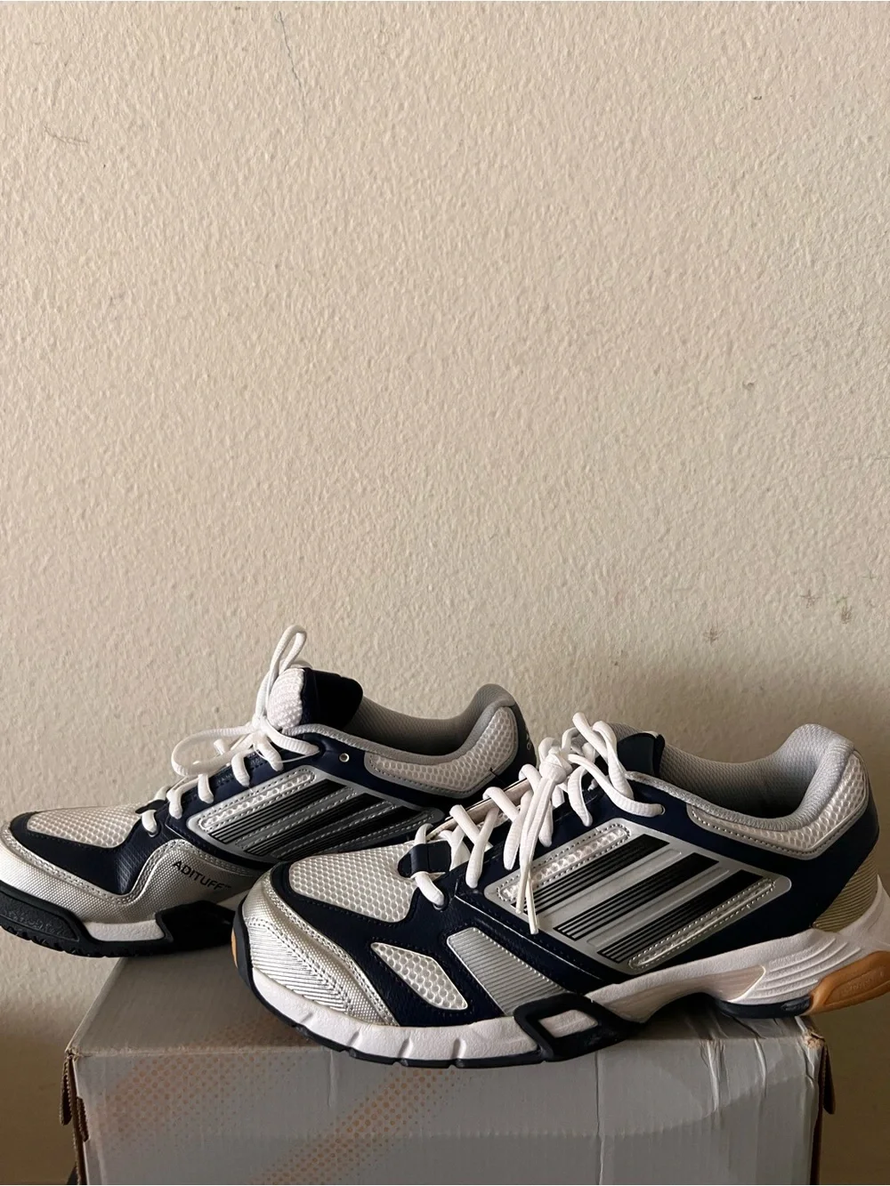 adidas Men's Navy, White and Gold Athletic Running Shoes